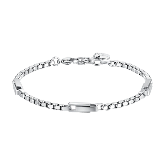 Bracciale Uomo Luca Barra Acciaio Catena Rolò Quadrata Con Elementi Rettangolari