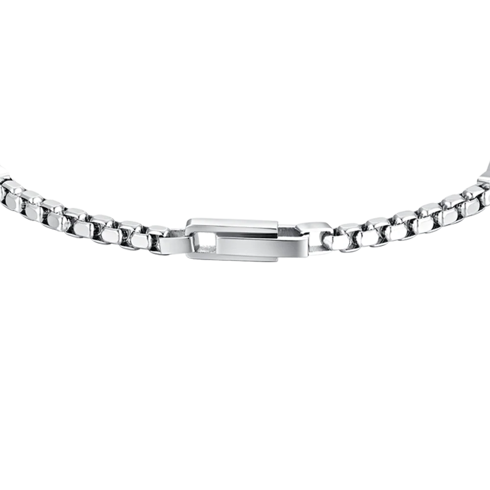 Bracciale Uomo Luca Barra Acciaio Catena Rolò Quadrata Con Elementi Rettangolari