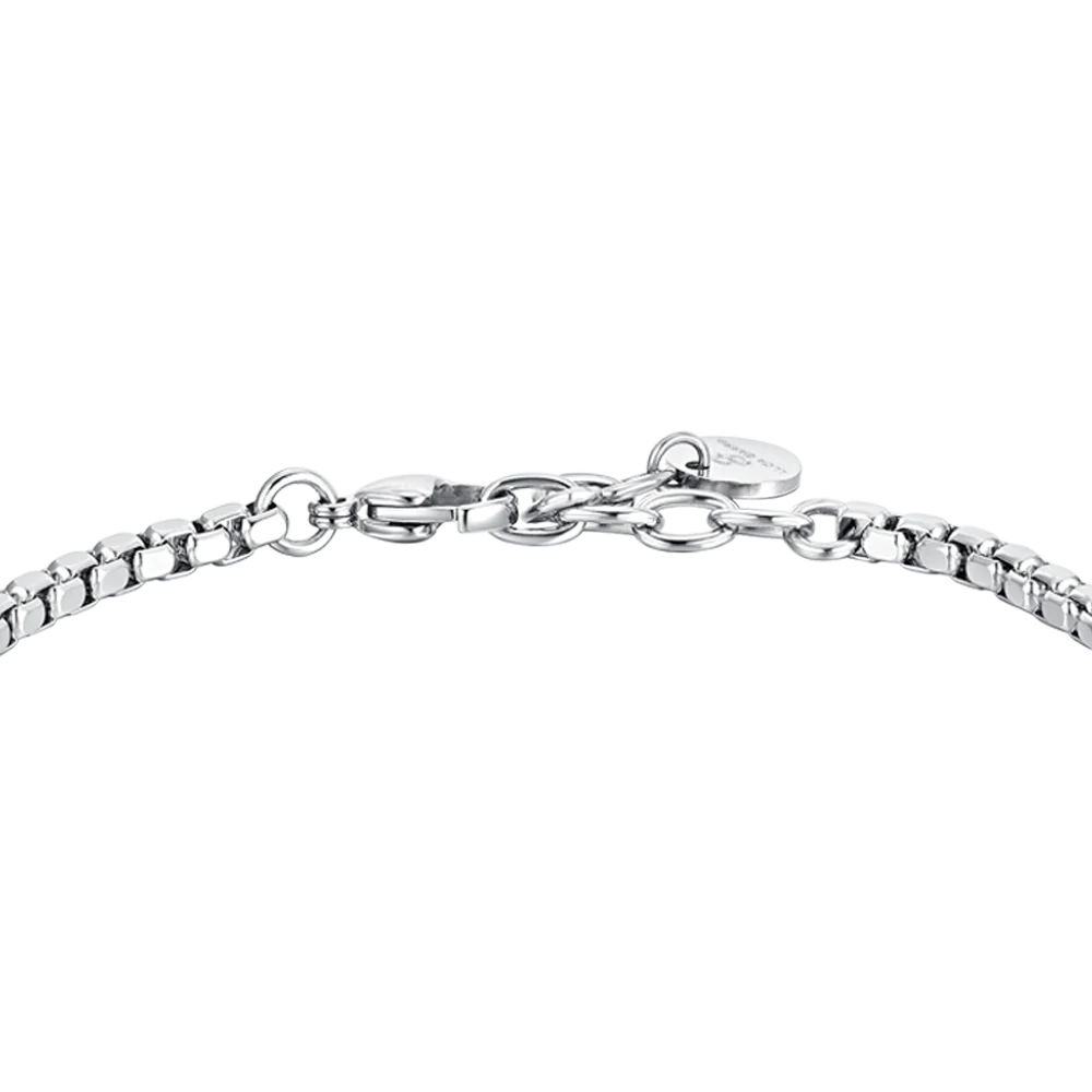Bracciale Uomo Luca Barra Acciaio Catena Rolò Quadrata Con Elementi Rettangolari