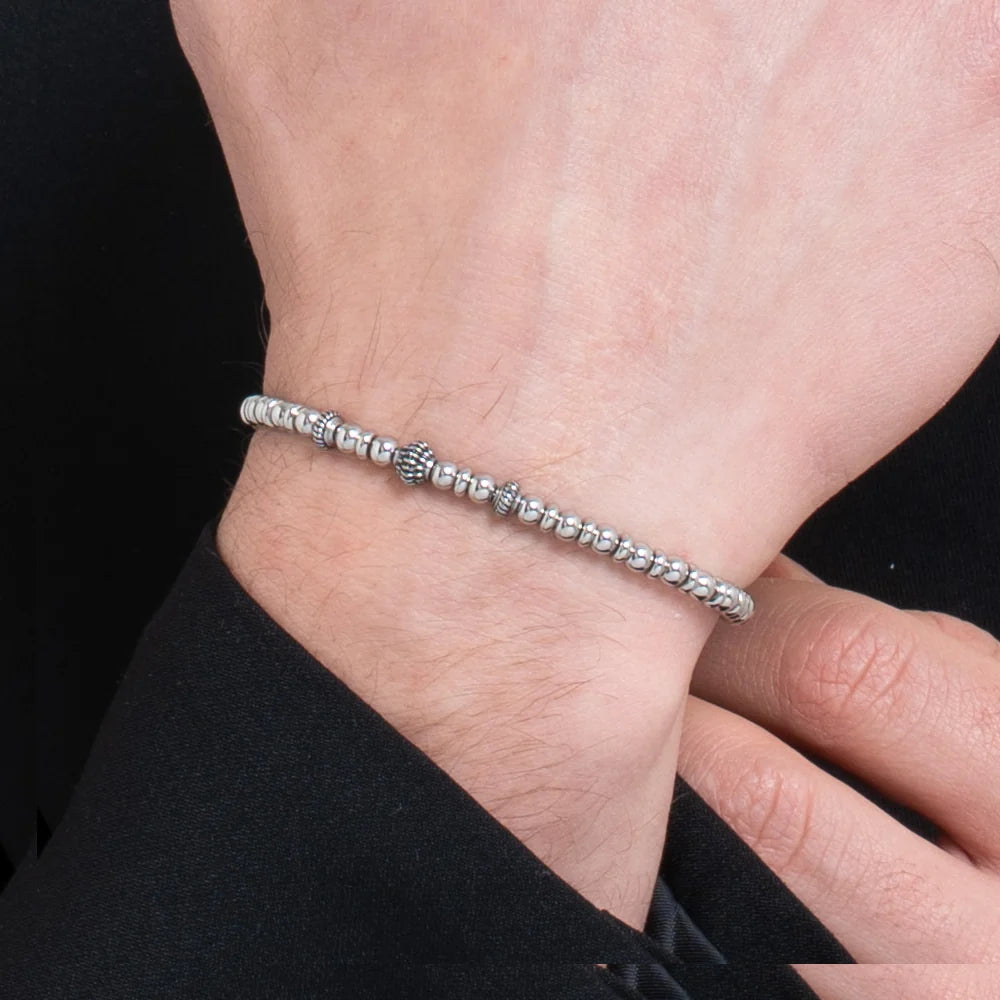Bracciale Uomo Luca Barra Acciaio Elementi Effetto Vintage