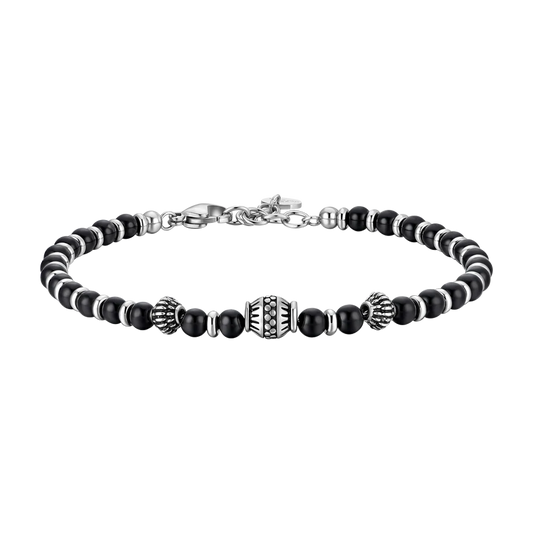 Bracciale Uomo Luca Barra Acciaio Elementi Effetto Vintage e Sfere