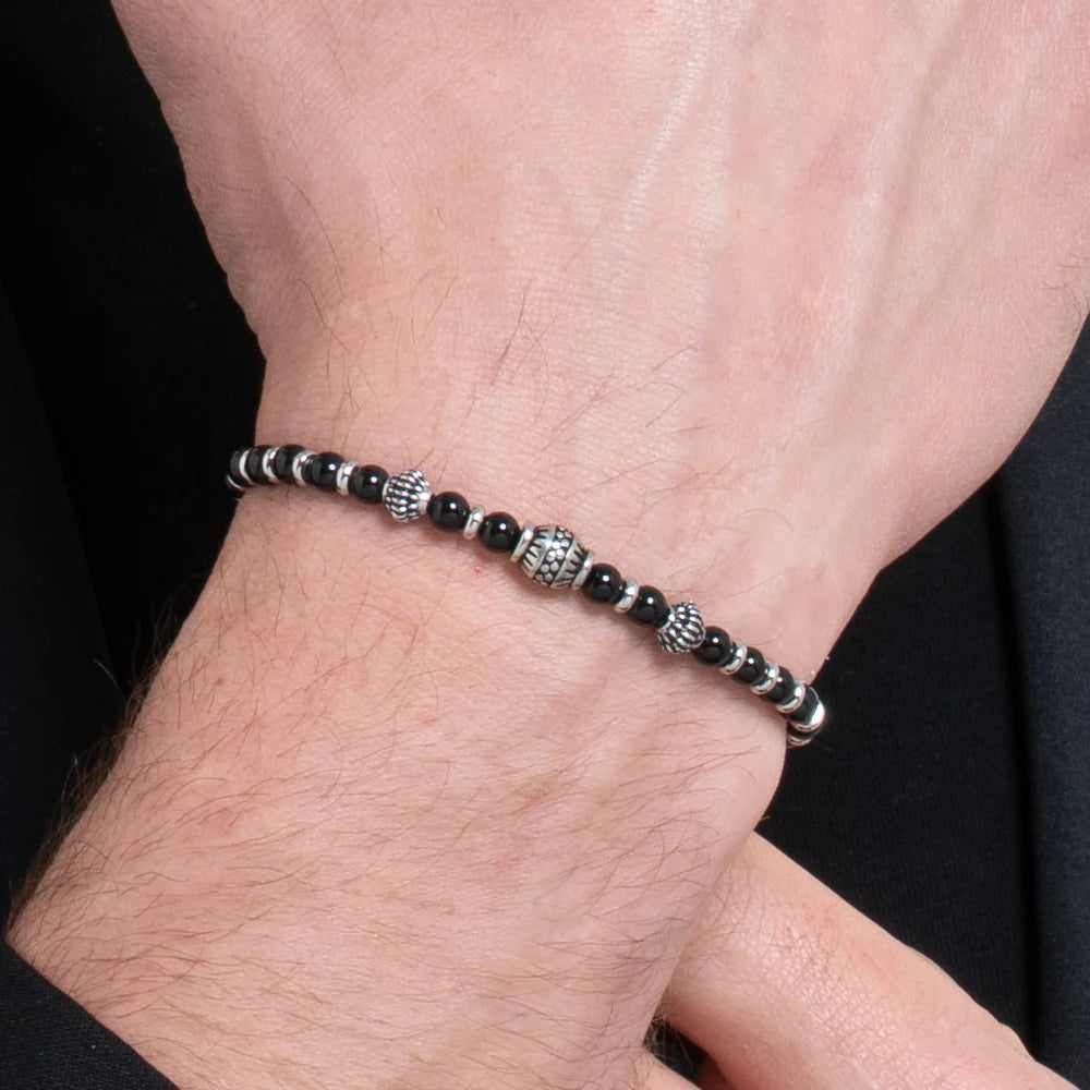 Bracciale Uomo Luca Barra Acciaio Elementi Effetto Vintage e Sfere