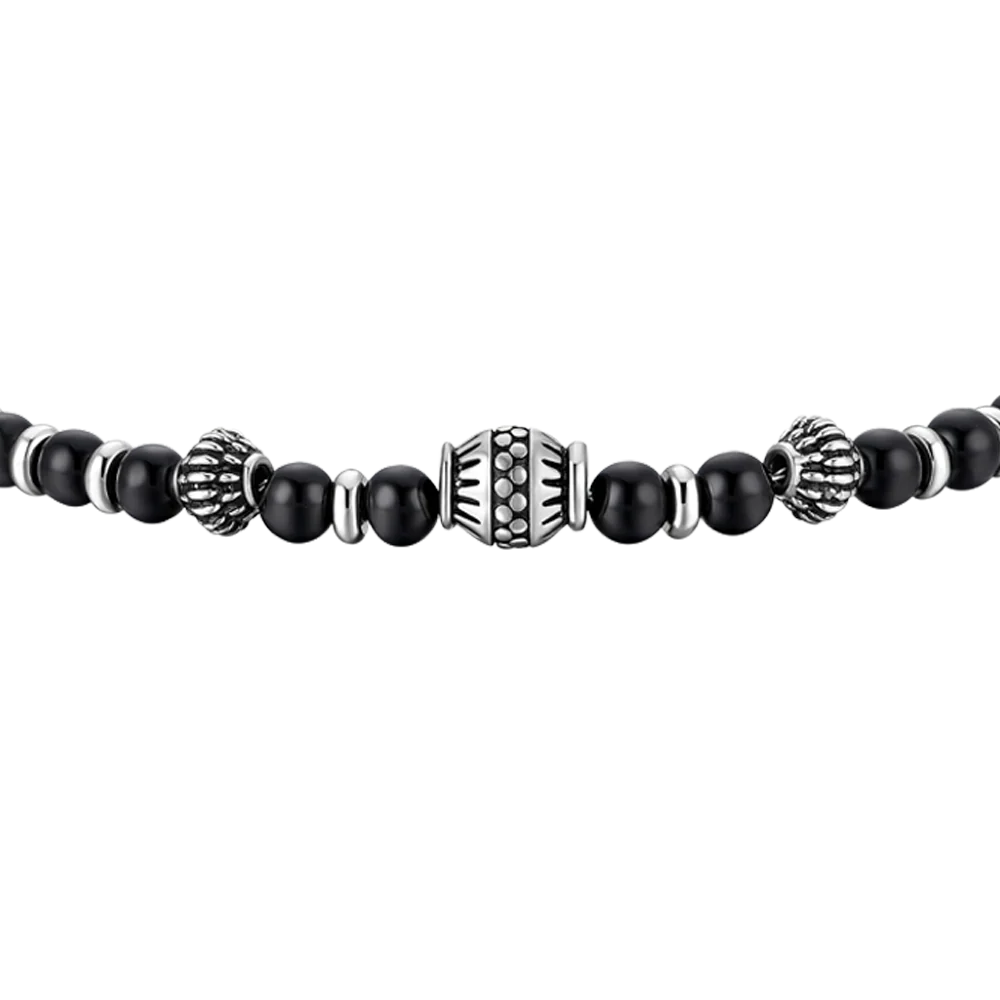 Bracciale Uomo Luca Barra Acciaio Elementi Effetto Vintage e Sfere