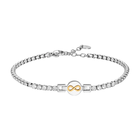 Bracciale Uomo Luca Barra Acciaio Centrale Cristalli E Simbolo Infinito Pvd Oro