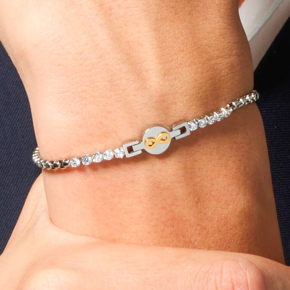 Bracciale Uomo Luca Barra Acciaio Centrale Cristalli E Simbolo Infinito Pvd Oro