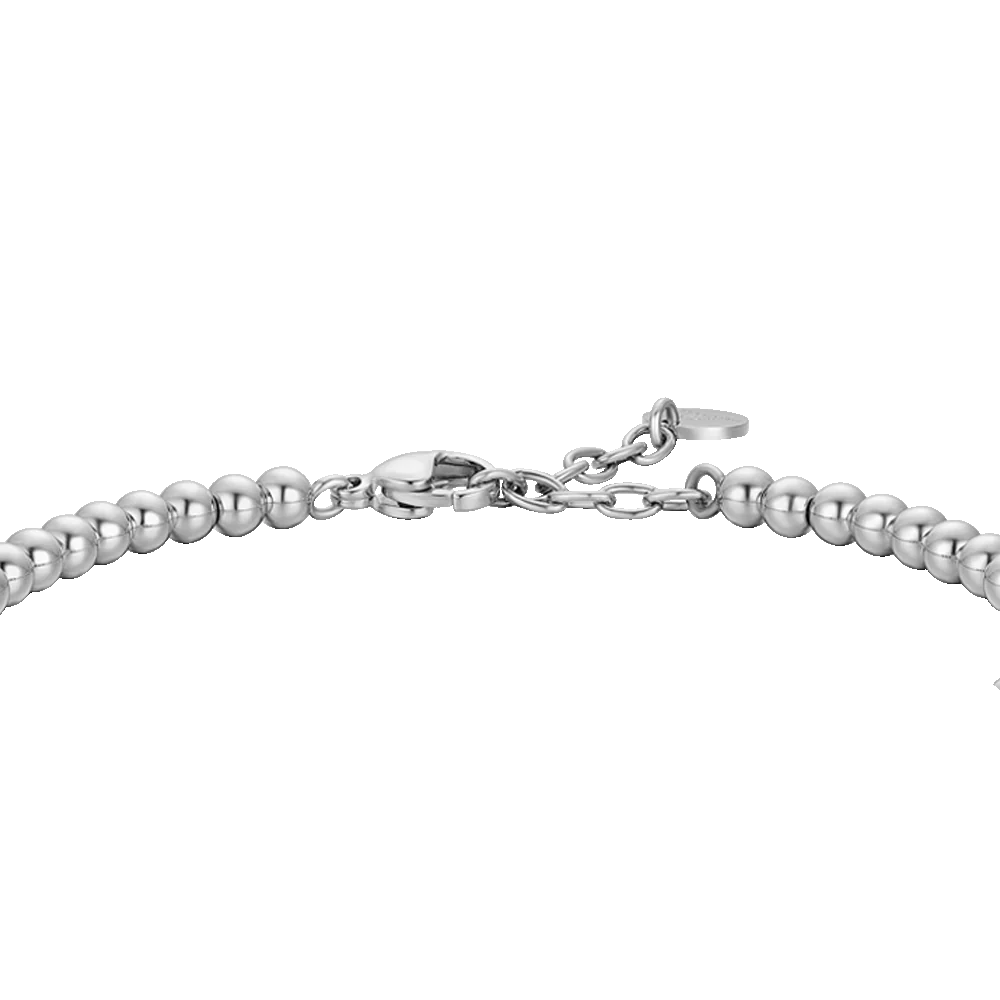 Bracciale Uomo Luca Barra Sferette Acciaio + 3 Cubetti Ematite Blu