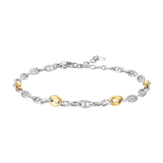 Bracciale Uomo Luca Barra Acciaio Maglia Marinara + Maglie Pvd Oro