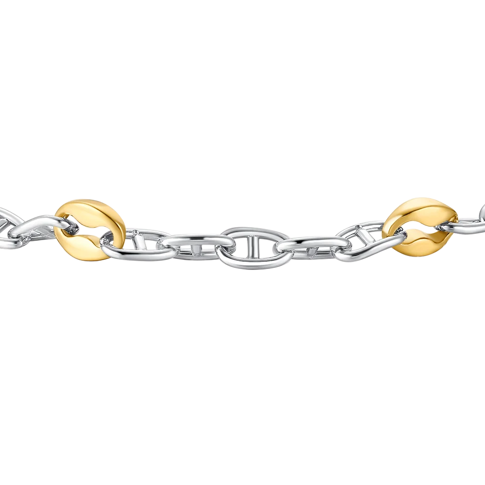 Bracciale Uomo Luca Barra Acciaio Maglia Marinara + Maglie Pvd Oro