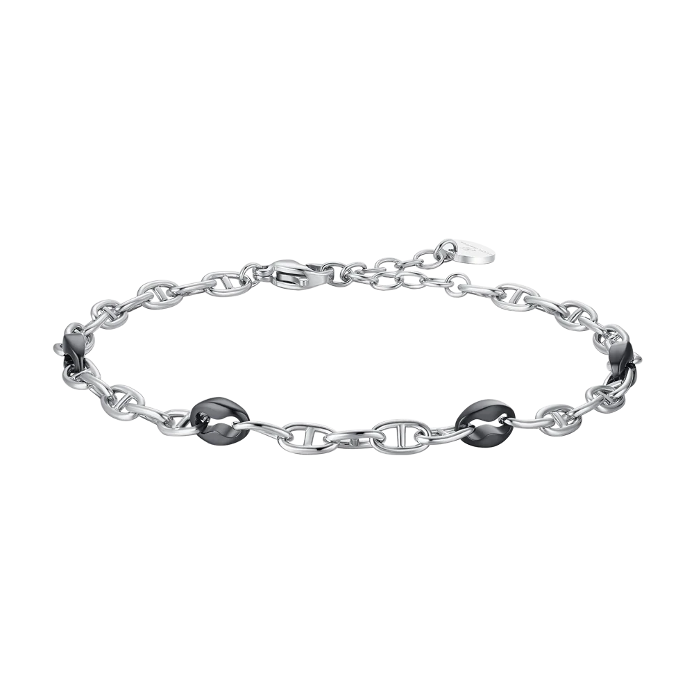 Bracciale Uomo Luca Barra Uomo In Acciaio Maglia Marinara Con 4 Maglie Pvd Nero