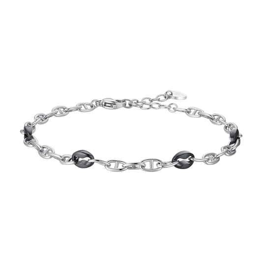 Bracciale Uomo Luca Barra Uomo In Acciaio Maglia Marinara Con 4 Maglie Pvd Nero