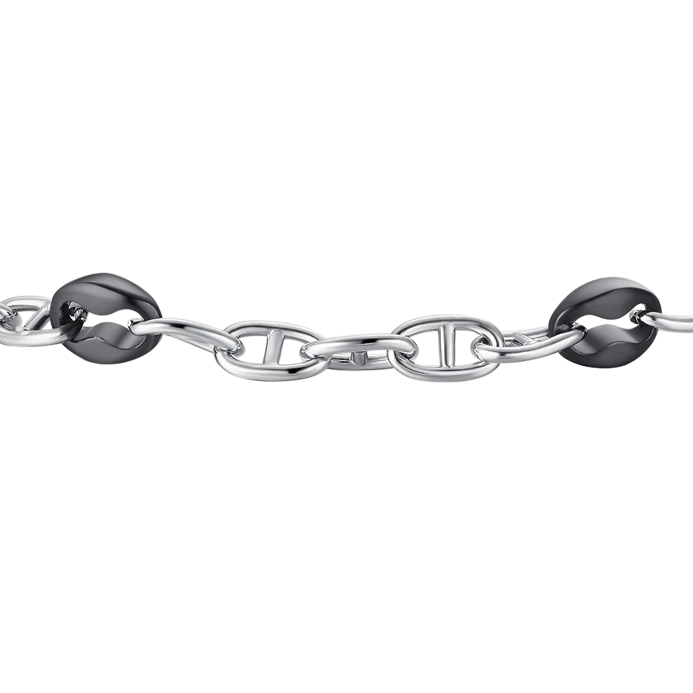Bracciale Uomo Luca Barra Uomo In Acciaio Maglia Marinara Con 4 Maglie Pvd Nero