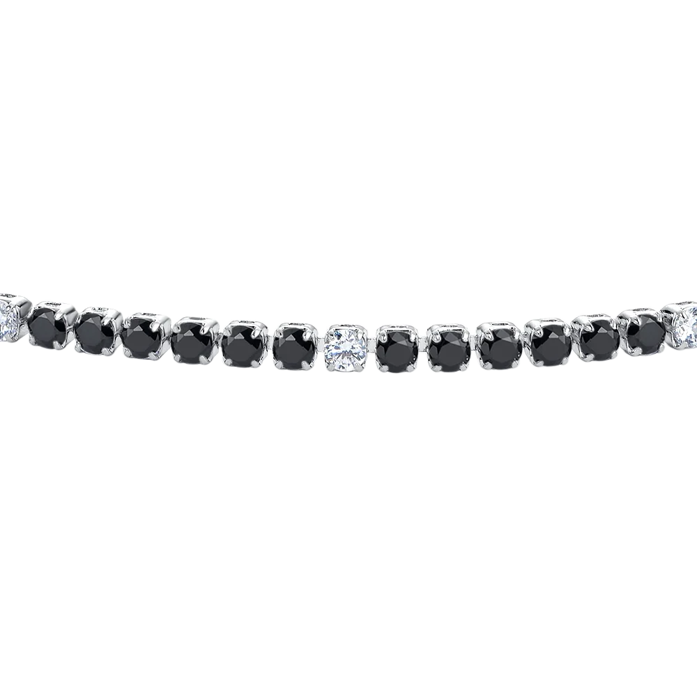 Bracciale Tennis Uomo Luca Barra Acciaio Cristalli Neri/Bianchi
