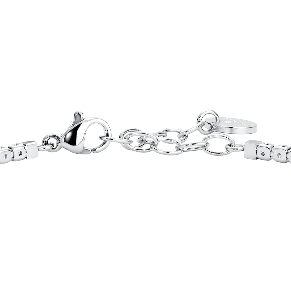 Bracciale Tennis Uomo Luca Barra Acciaio Cristalli Neri/Bianchi