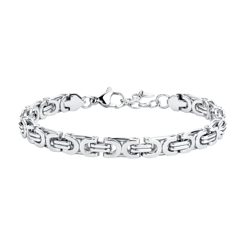 Bracciale Uomo Luca Barra Acciaio Maglia Bizantina Piatta