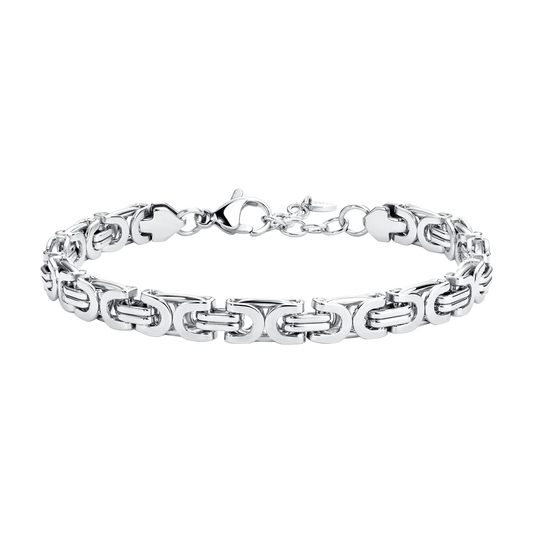 Bracciale Uomo Luca Barra Acciaio Maglia Bizantina Piatta