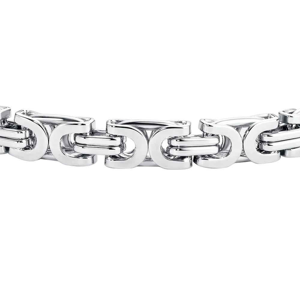 Bracciale Uomo Luca Barra Acciaio Maglia Bizantina Piatta