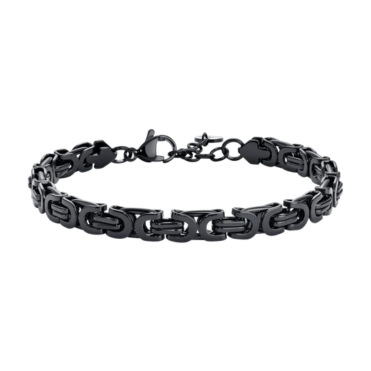 Bracciale Luca Barra Uomo Pvd Nero Maglia Bizantina Piatta
