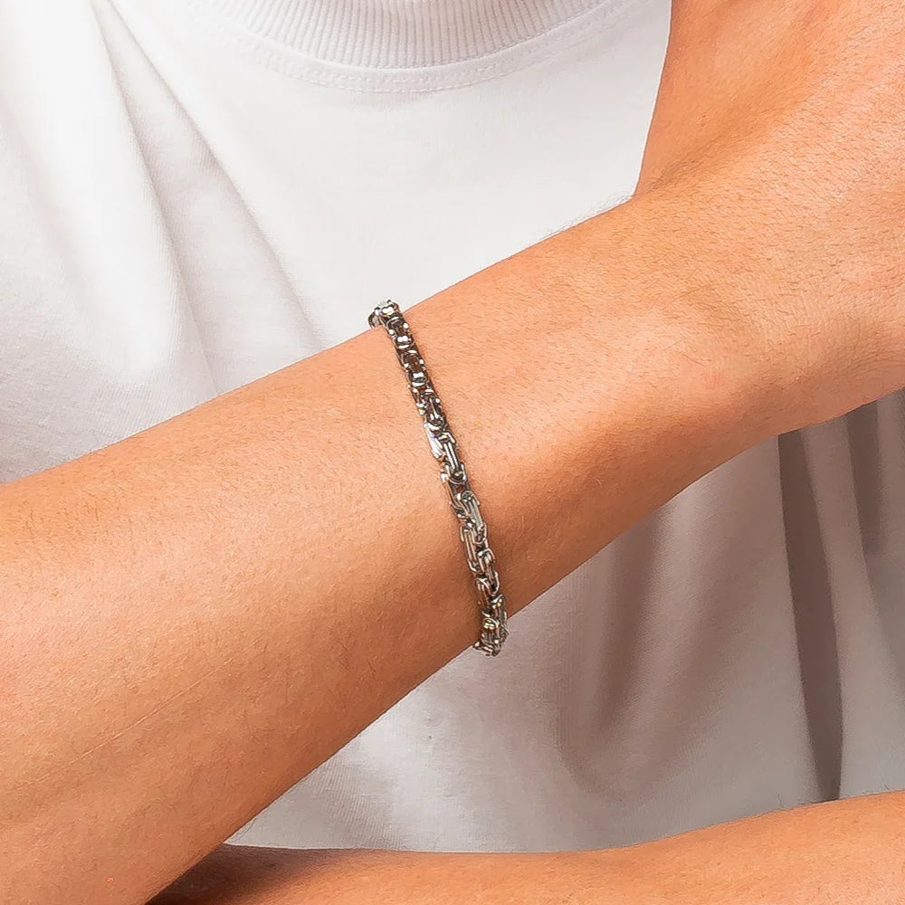 Bracciale Uomo Luca Barra Acciaio Maglia Bizantina Quadrata