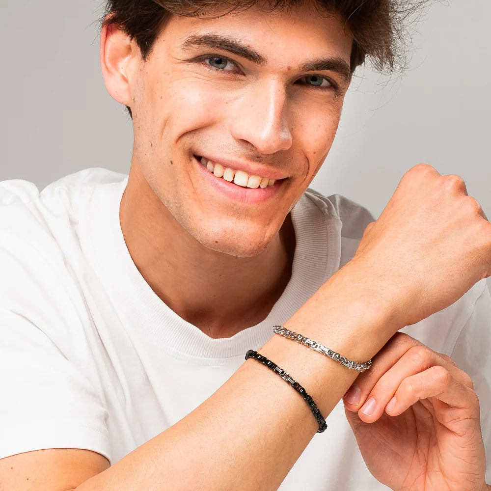 Bracciale Uomo Luca Barra Acciaio Maglia Bizantina Quadrata
