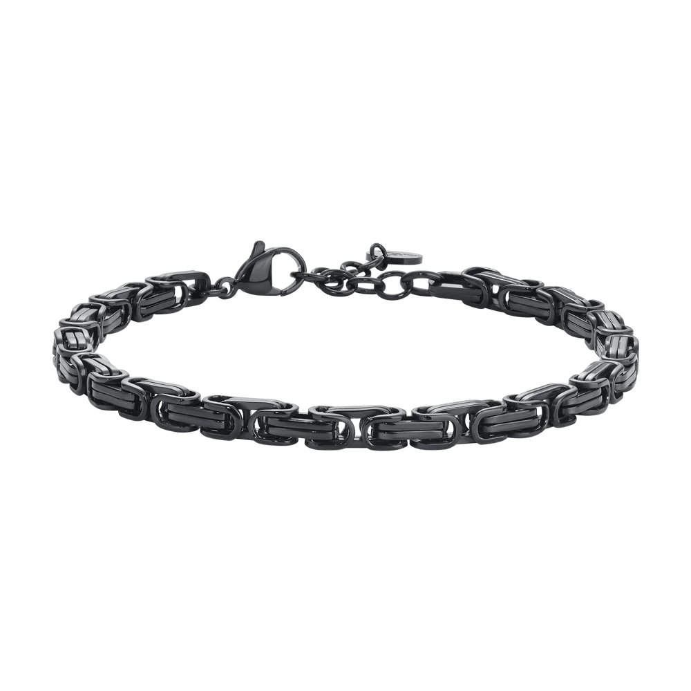 Bracciale Uomo Luca Barra Pvd Nero Maglia Bizantina Quadrata