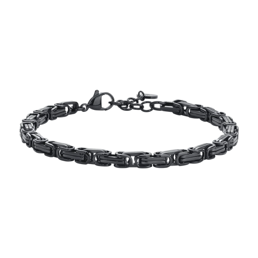Bracciale Uomo Luca Barra Pvd Nero Maglia Bizantina Quadrata