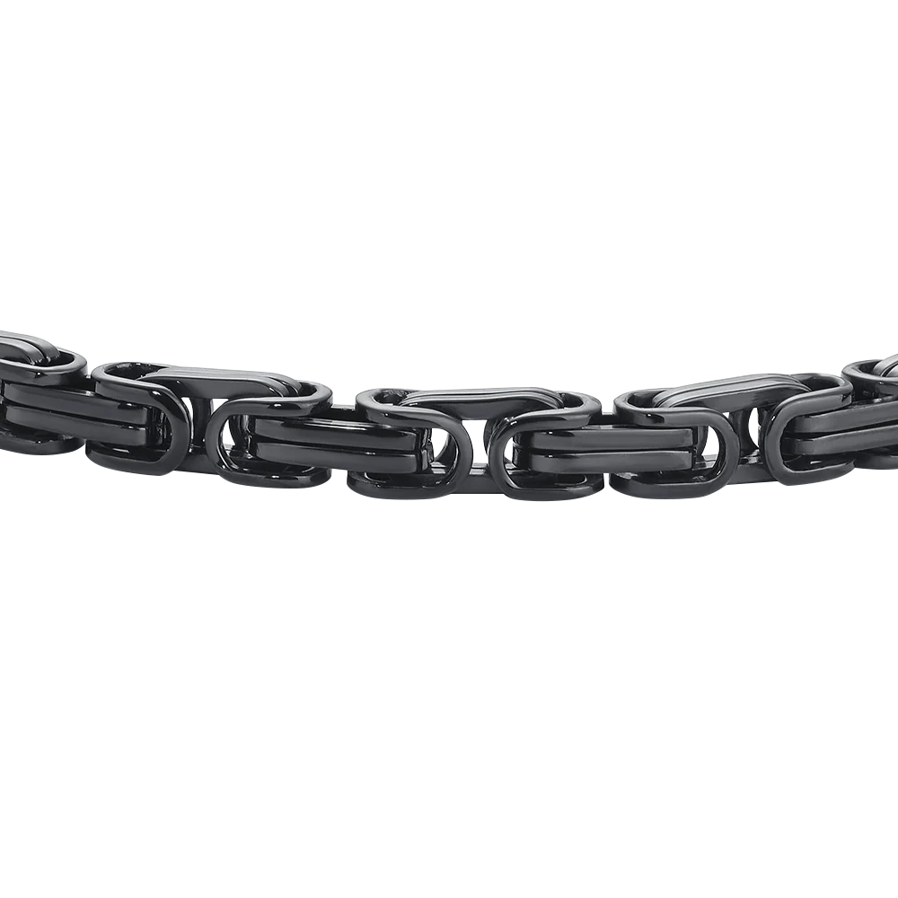 Bracciale Uomo Luca Barra Pvd Nero Maglia Bizantina Quadrata