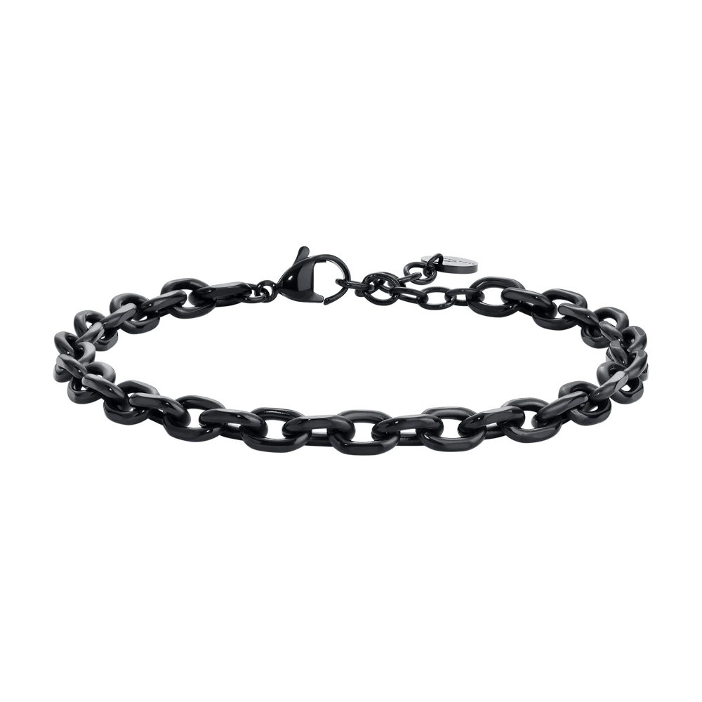 Bracciale Uomo Luca Barra Pvd Nero Catena A Maglie Ovali