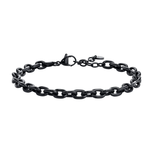 Bracciale Uomo Luca Barra Pvd Nero Catena A Maglie Ovali