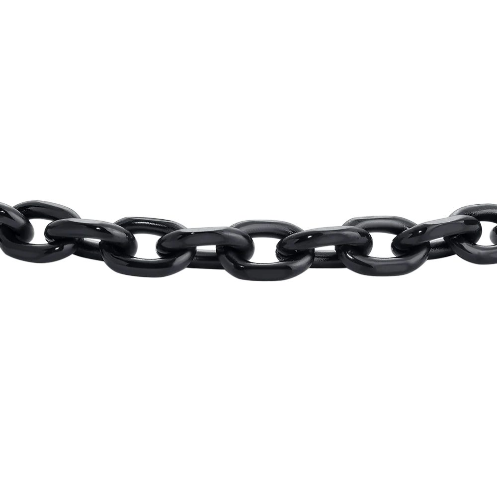 Bracciale Uomo Luca Barra Pvd Nero Catena A Maglie Ovali