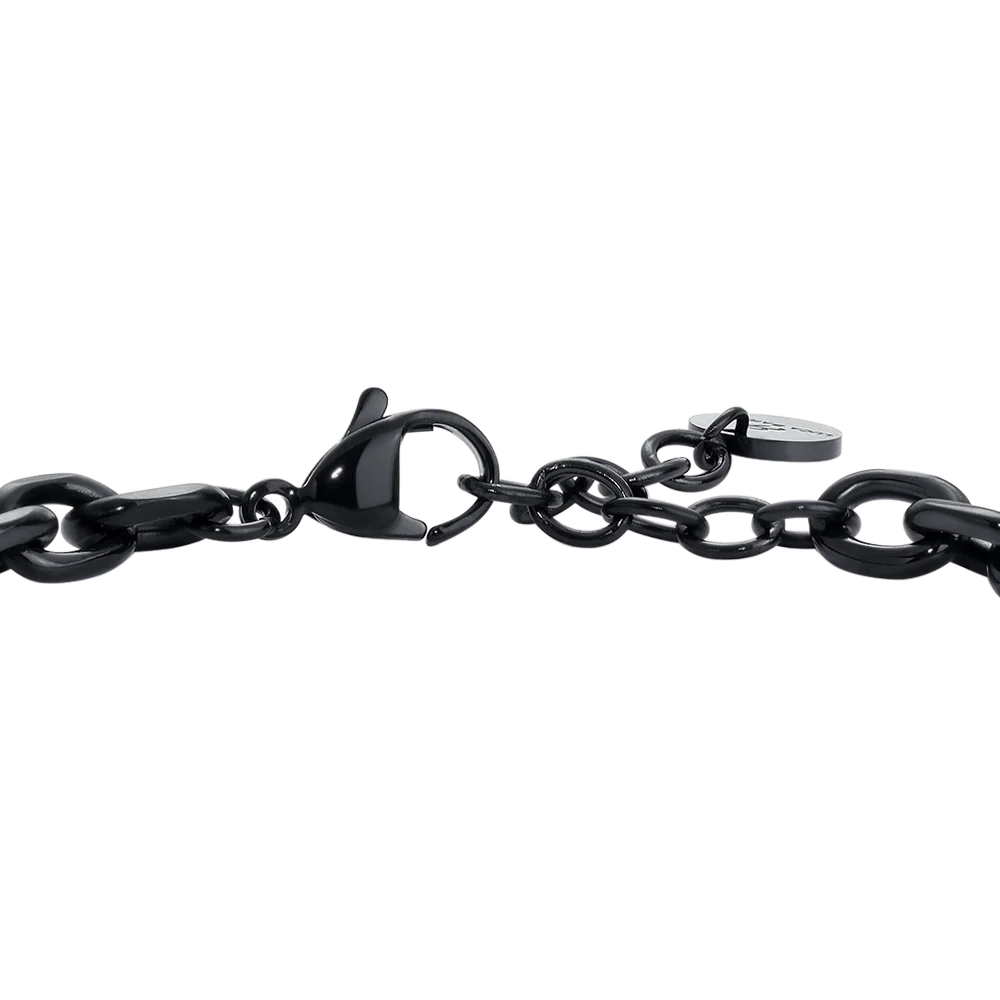 Bracciale Uomo Luca Barra Pvd Nero Catena A Maglie Ovali
