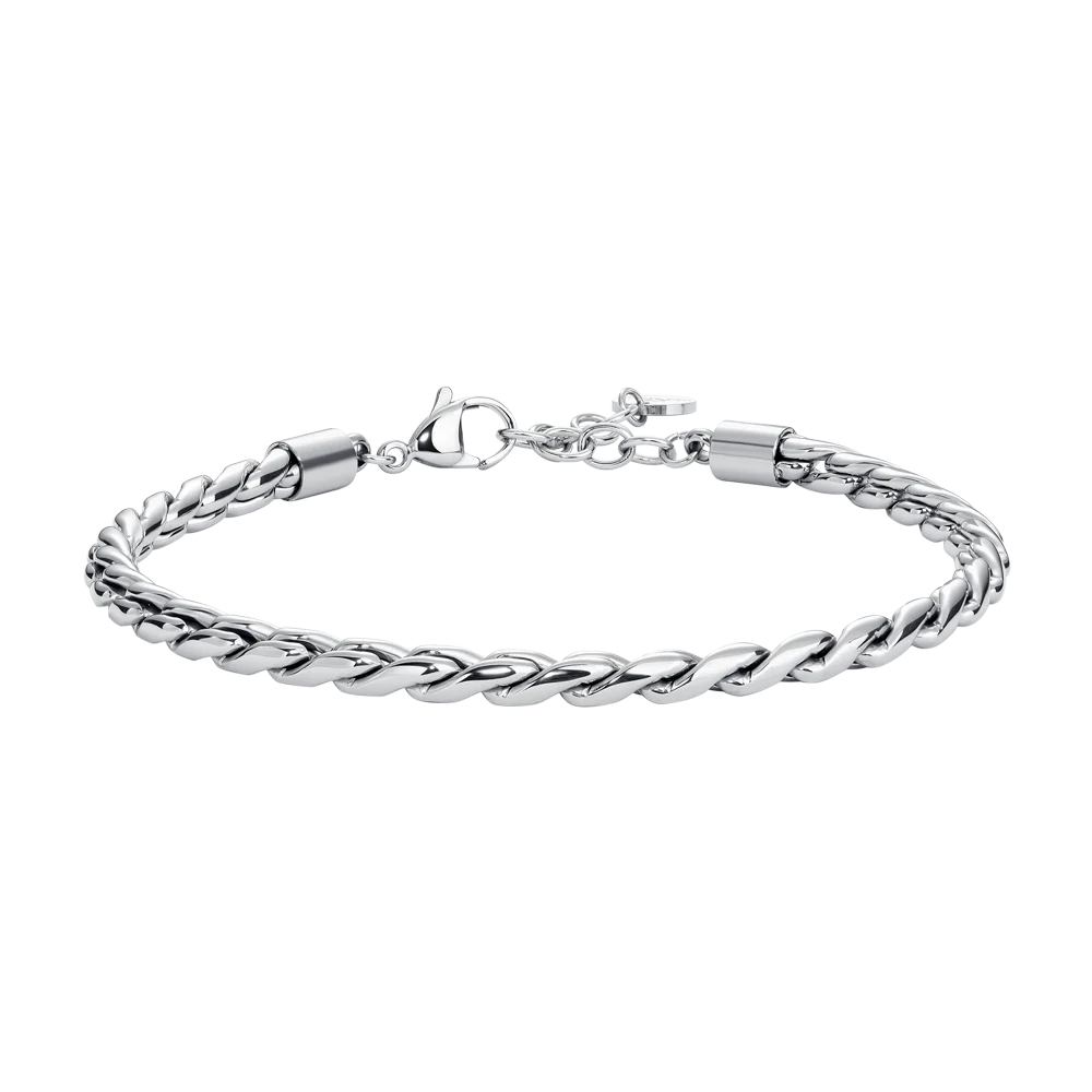 Bracciale Uomo Luca Barra Acciaio Catena Intrecciata