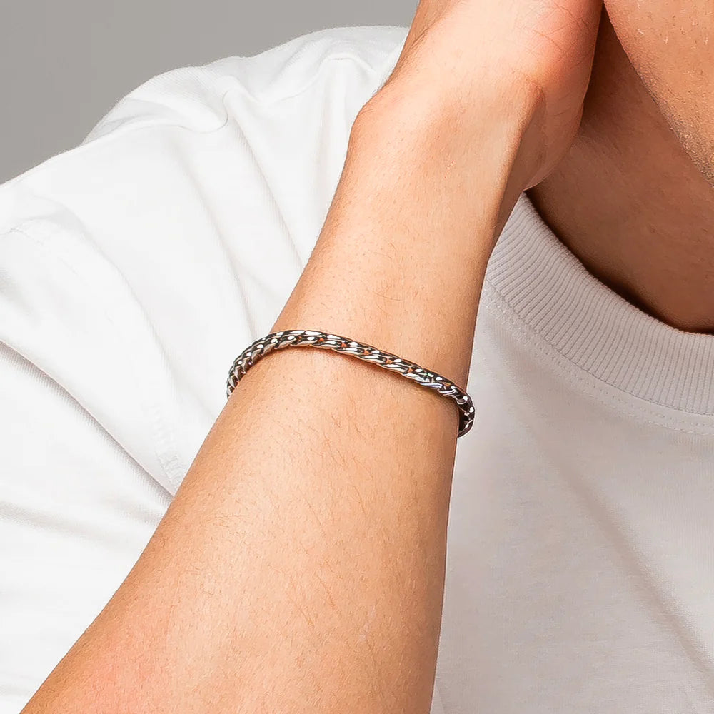 Bracciale Uomo Luca Barra Acciaio Catena Intrecciata
