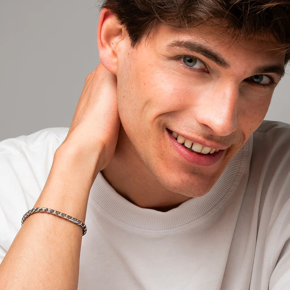 Bracciale Uomo Luca Barra Acciaio Catena Intrecciata