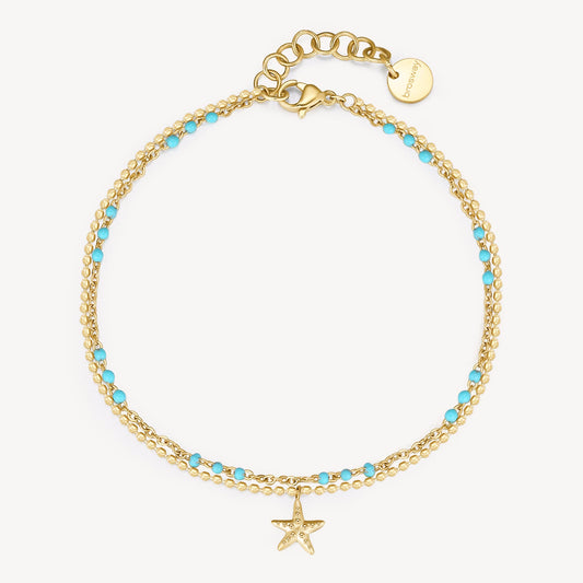 Cavigliere Brosway Chant Pvd Oro Smalto Turchese e Charm Stella Marina