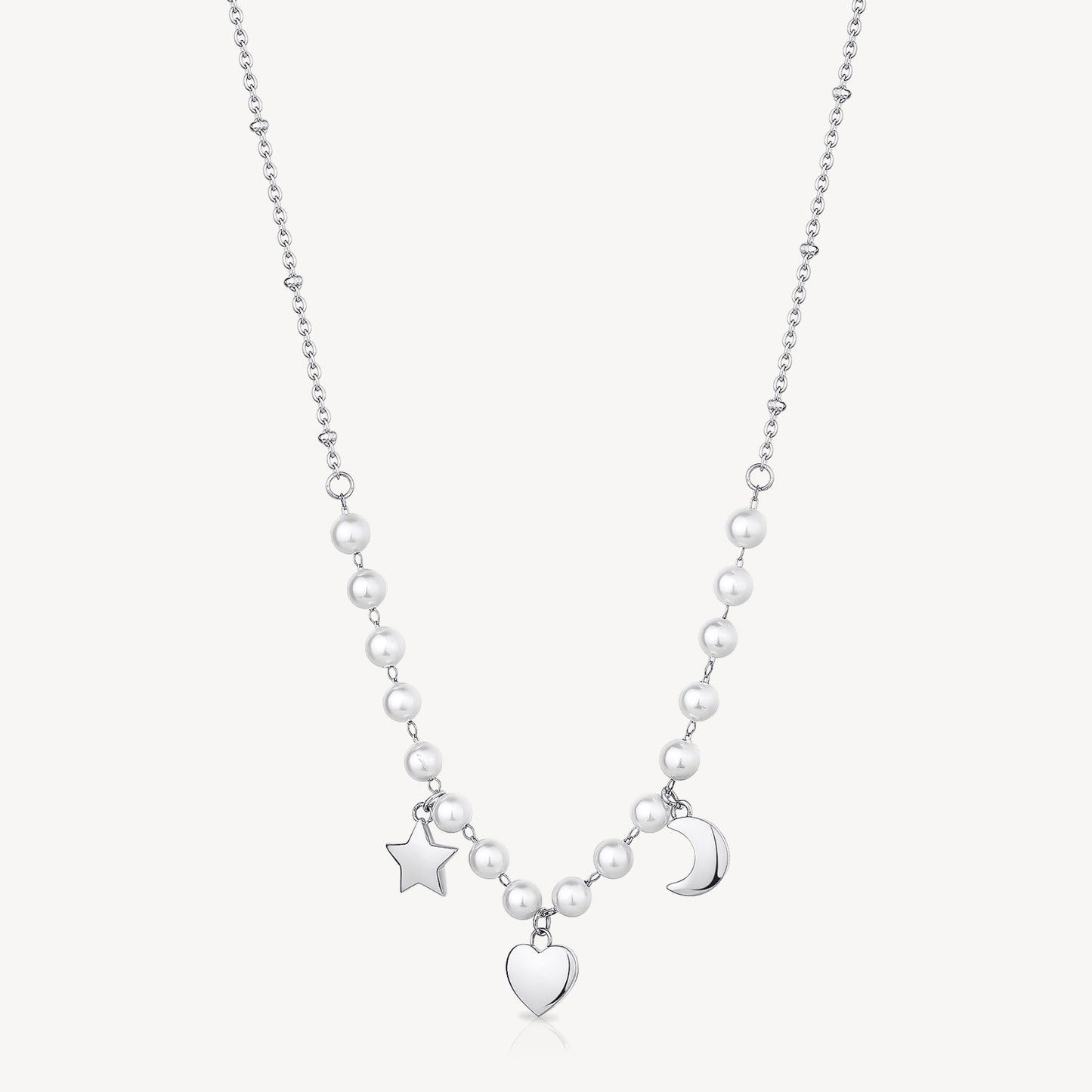 Collana Brosway Chant Acciaio Con Perline Charms Stella Mezzaluna Cuore