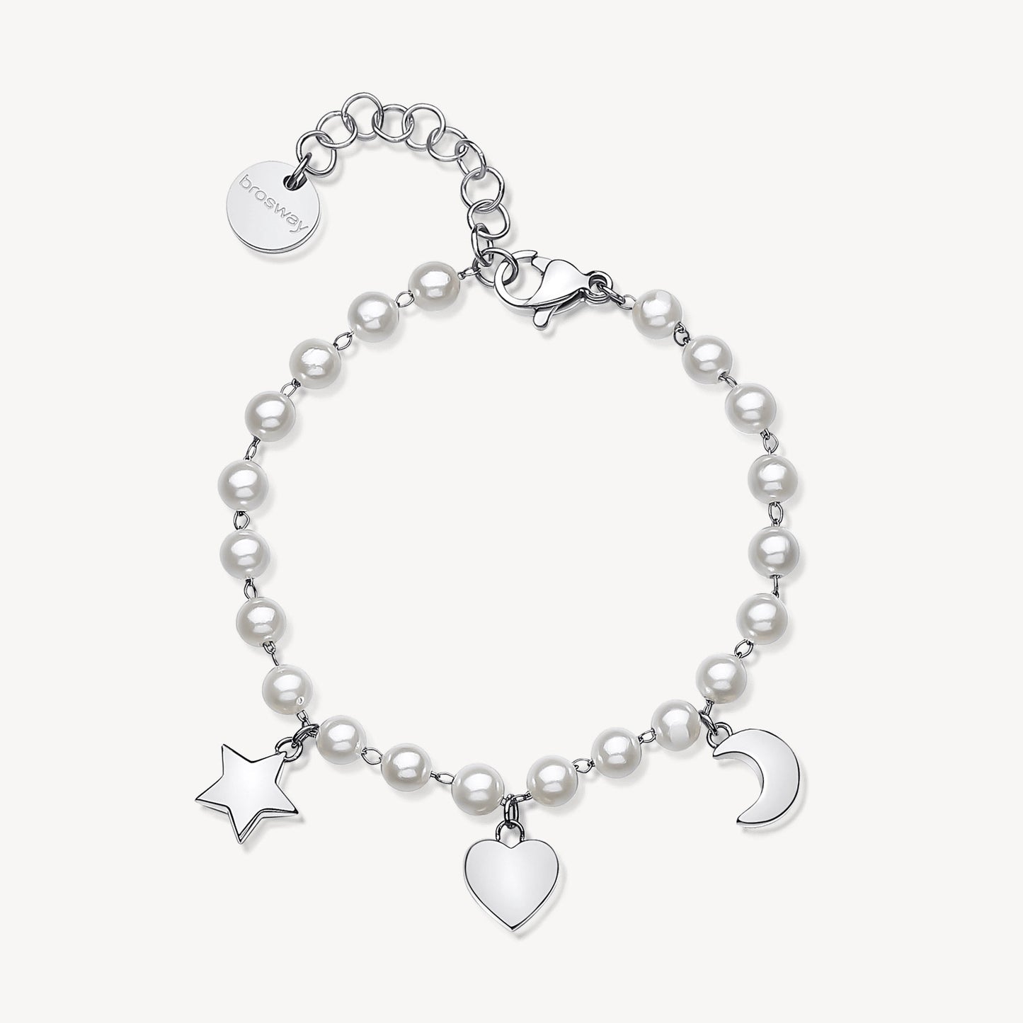 Bracciale Brosway Chant In Acciaio Con Perline E Charms Stella Mezzaluna Cuore