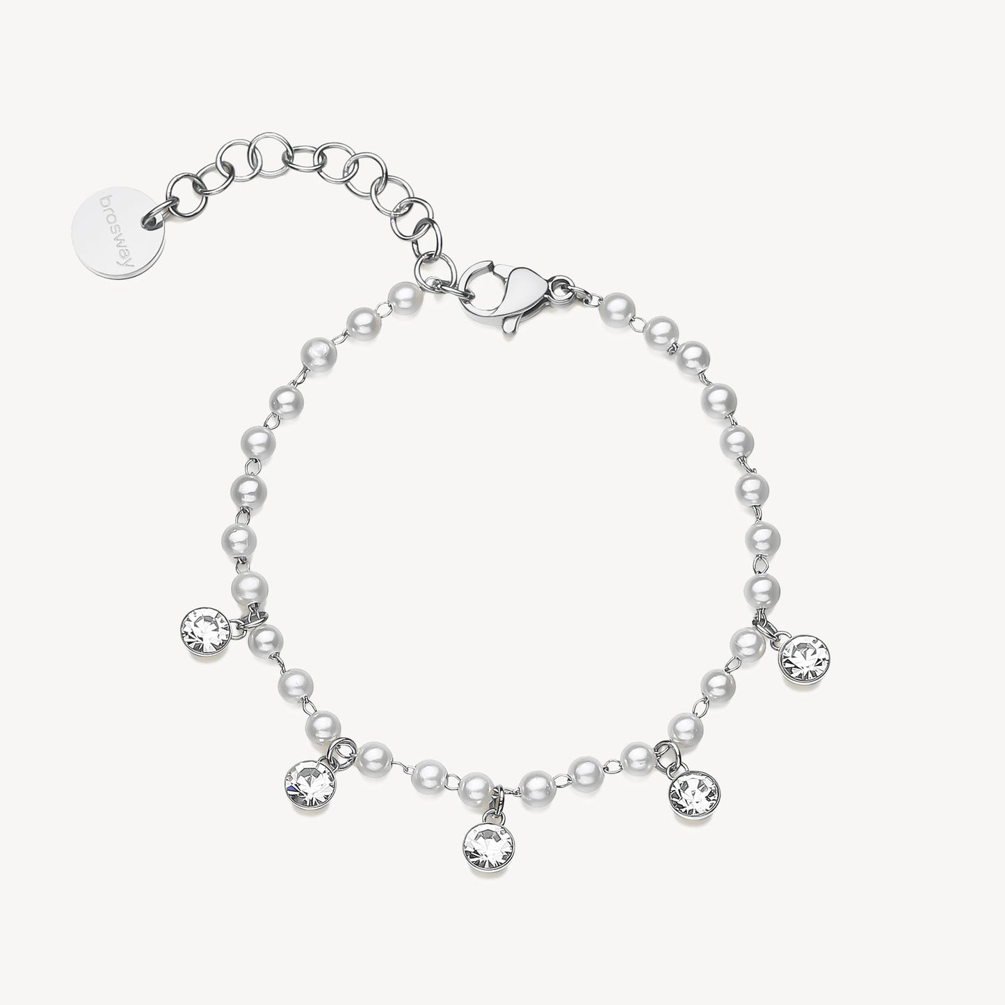 Bracciale Brosway Chant In Acciaio Con Perline E 5 Charms Punti Luce Cristalli