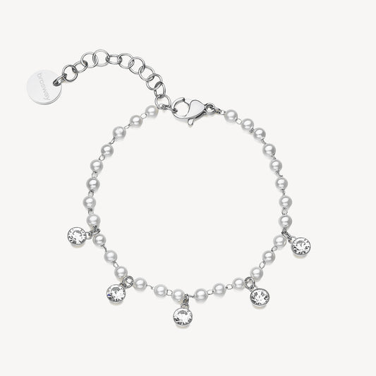 Bracciale Brosway Chant In Acciaio Con Perline E 5 Charms Punti Luce Cristalli