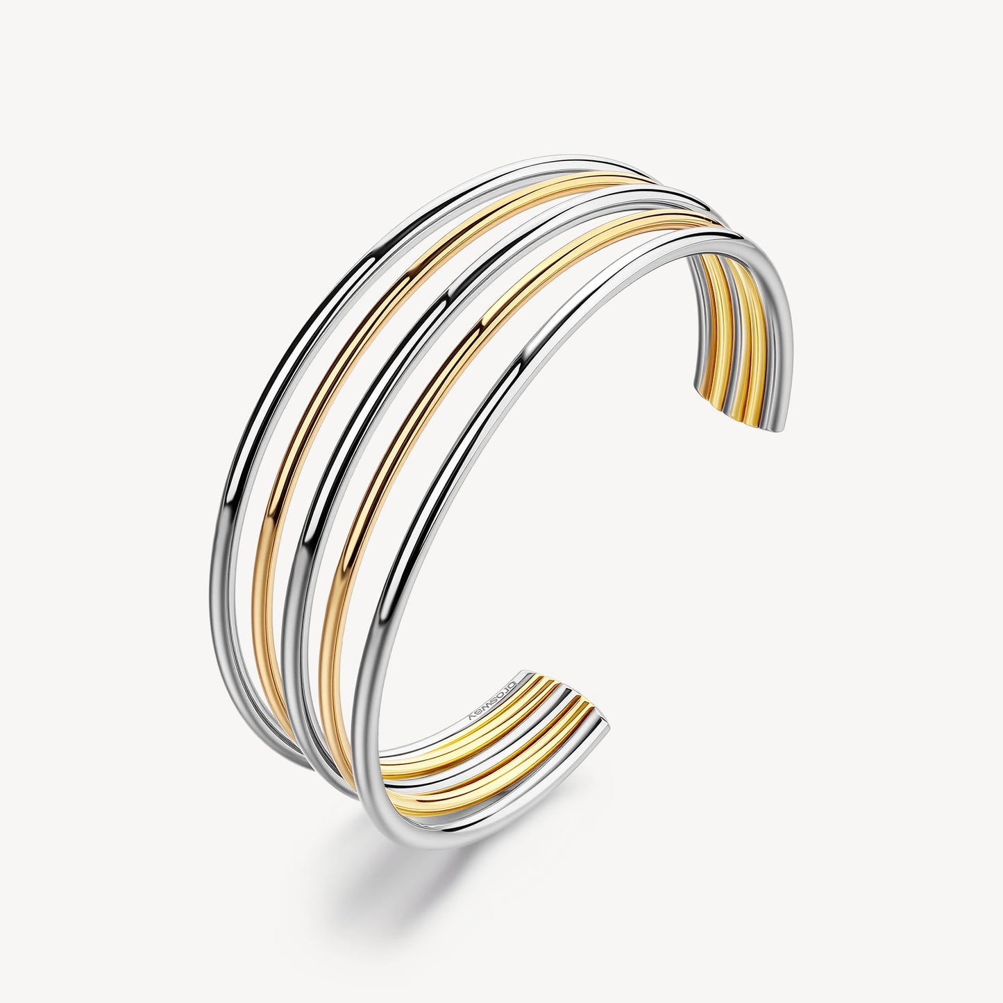 Bracciale Rigido Brosway Aura Aperto Sotto Righe Alternate Acciaio Pvd Oro