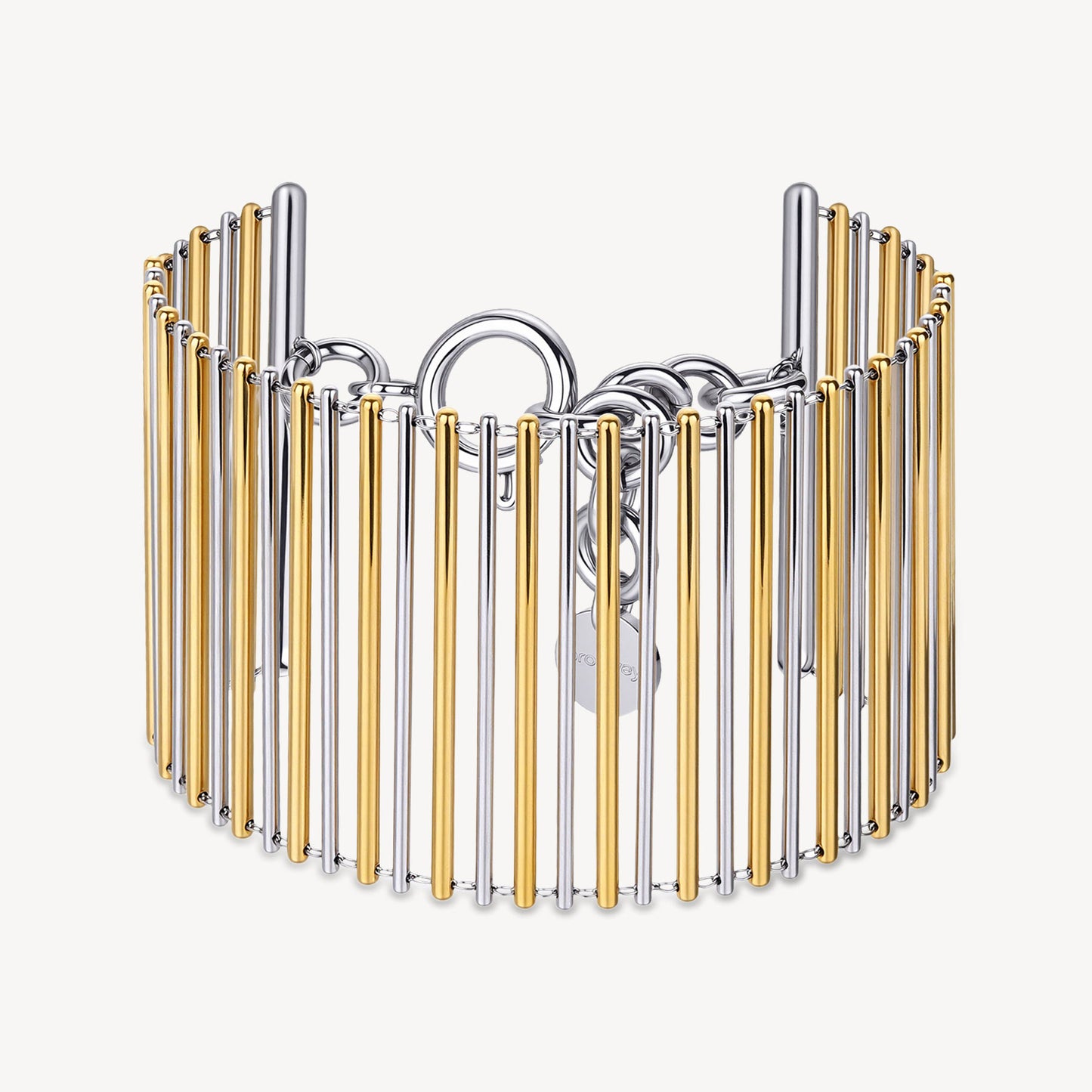 Bracciale Rigido Brosway Aura Largo a Bacchette Alternate Acciaio Pvd Oro