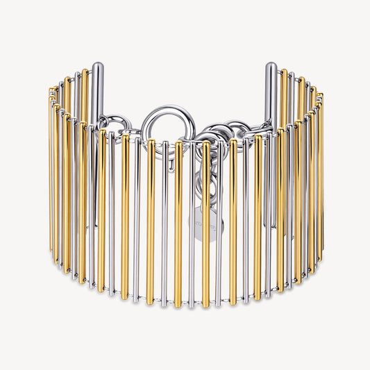 Bracciale Rigido Brosway Aura Largo a Bacchette Alternate Acciaio Pvd Oro