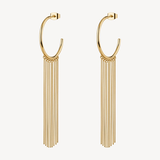 Orecchini Pendenti Brosway Aura Pvd Oro Cerchio Con Frange