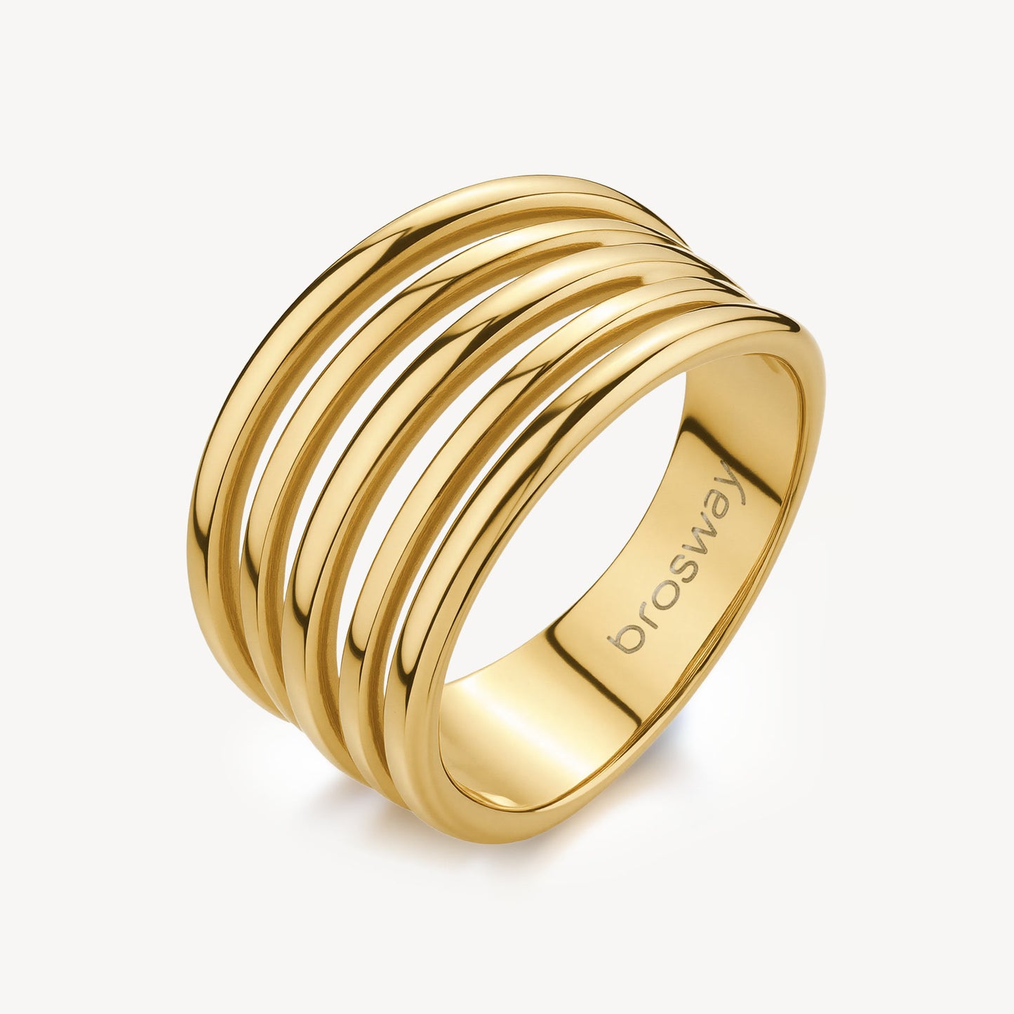 Anello a Fascia Brosway Aura Righe Pvd Oro - Misura 16