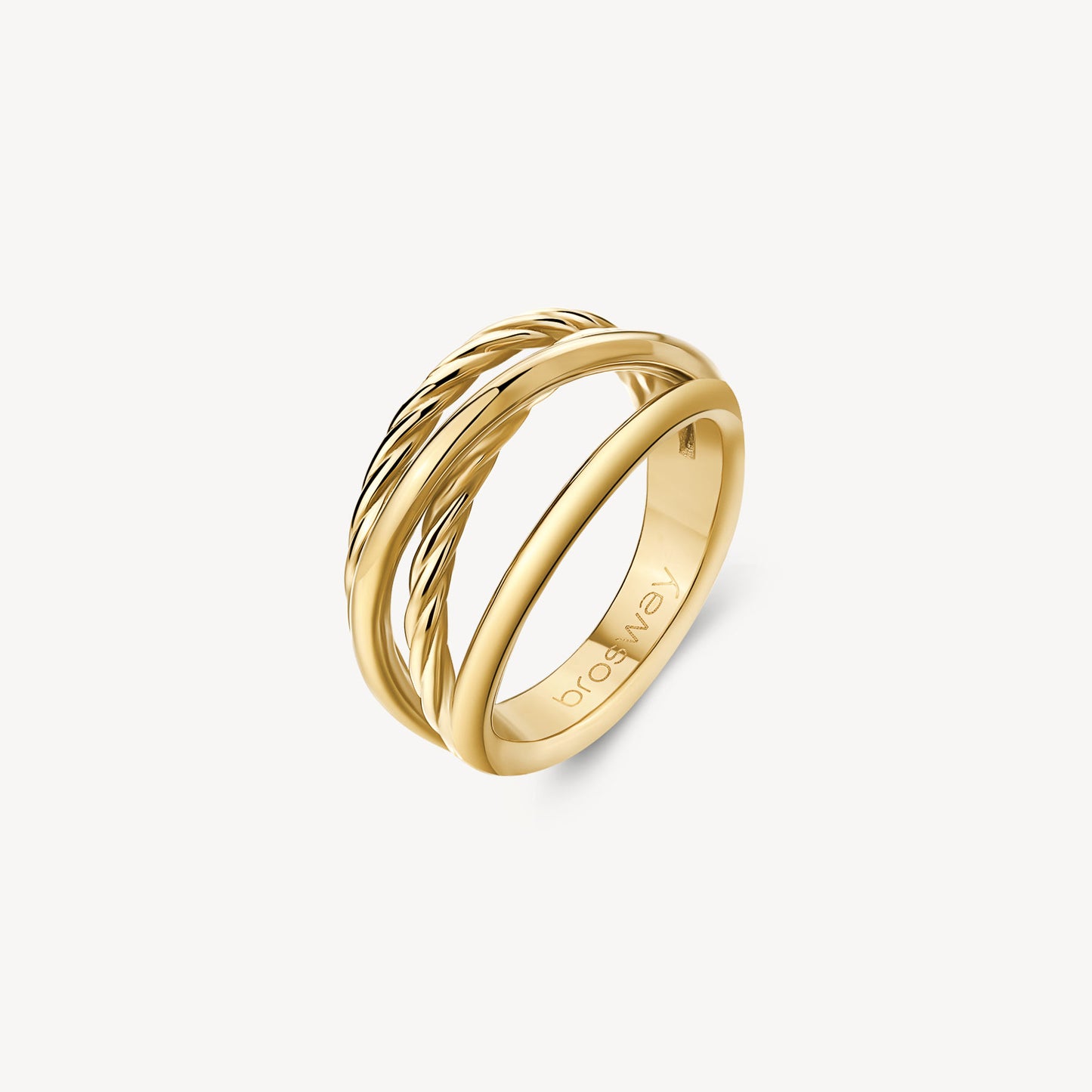 Anello Brosway Amy Pvd Oro Fili Intrecciati Lisci e Torchon - Misura 16