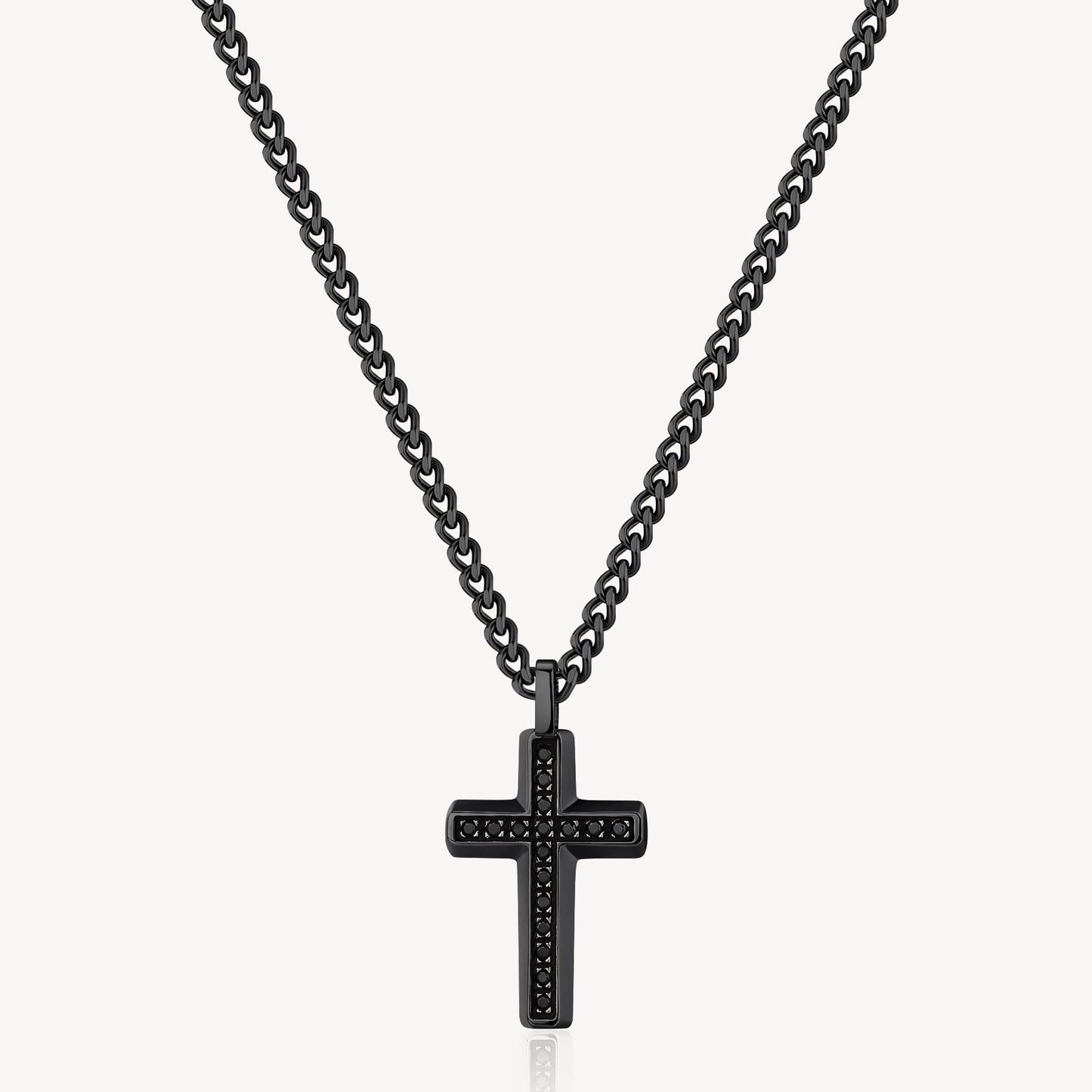 Collana Uomo Brosway Backliner Pvd Grigio Con Pendente Croce Cristalli Neri