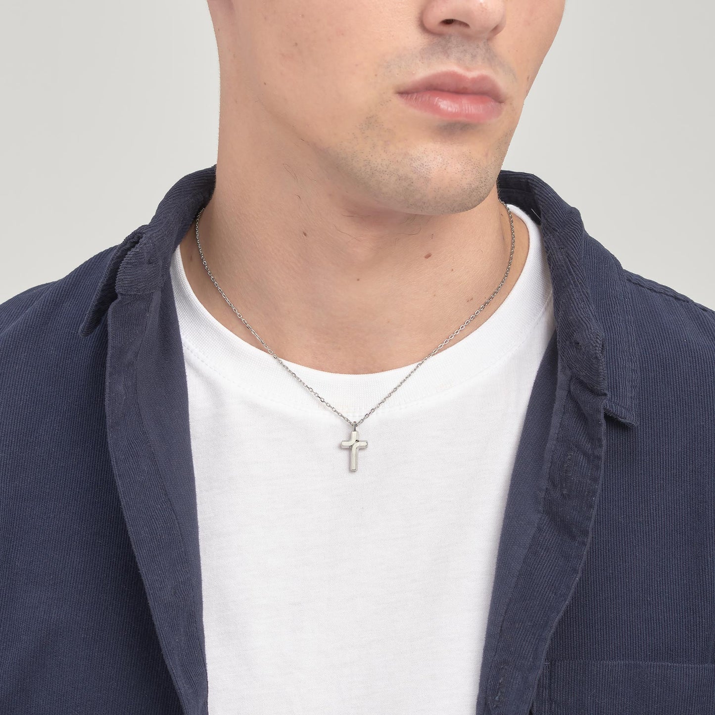 Collana Brosway Backliner Uomo Con Pendente Croce