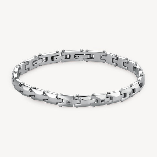 Bracciale Brosway Backliner Uomo In Acciaio con Diamanti Neri