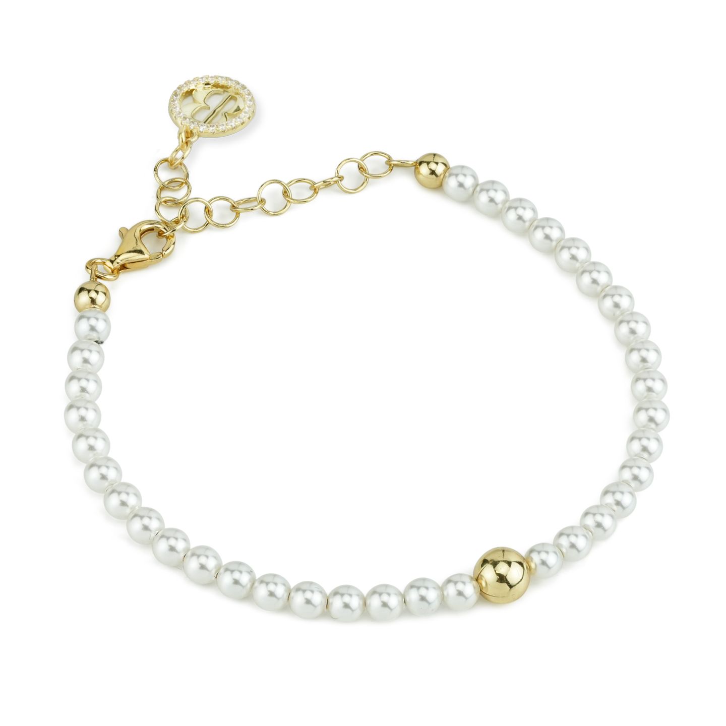 Bracciale Boccadamo Perla Filo Perle Piccole Chiusura e Boule Argento Dorato