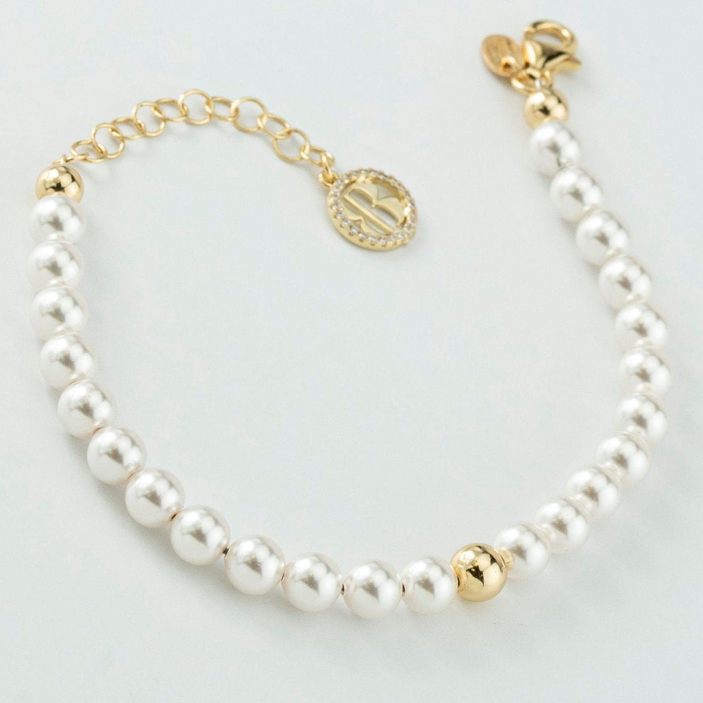 Bracciale Boccadamo Perla Filo Di Perle Medie Chiusura e Boule Argento Dorato