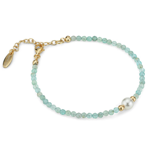 Bracciale Boccadamo Bottega Argento Dorato Sferette Acquamarina Piccole Perla Centrale